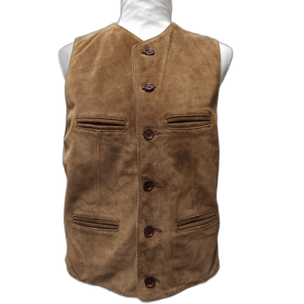 Nwt Vintage Banana Republic 100% Leather Suede Brown Vest Men's Unisex XS 90's